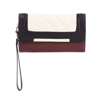 Dark red 'Range' colour block quilted purse